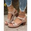 Summer New Women's Chunky Heel Sandals Plus Size High Heel Outdoor Casual Sandals