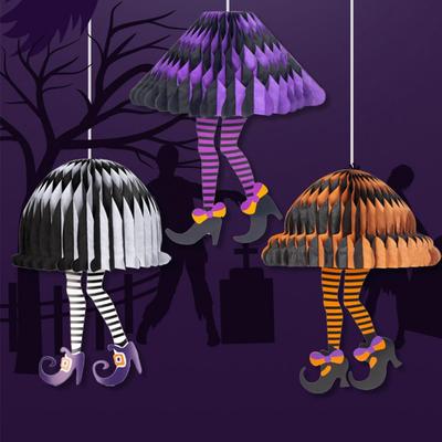 Halloween Witch Legs Decoration Halloween Window Decorations Halloween Witch Legs Hanging Ornaments with Purple Shoes