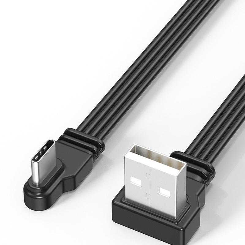 USB2.0 To Type C Data Cable Splitter Up Down Left Right Angle Wire Flat Cord USB C Data Transfer 2A Powe Supply Sync Extend Line