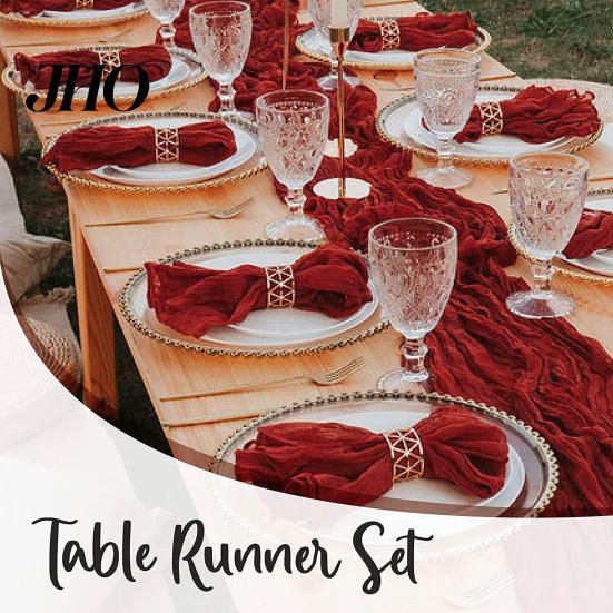 Tablecloth Decor Table Runner Rustic Soft Washable Party Decoration Non-Fading Hand-dyed Wedding Cloth