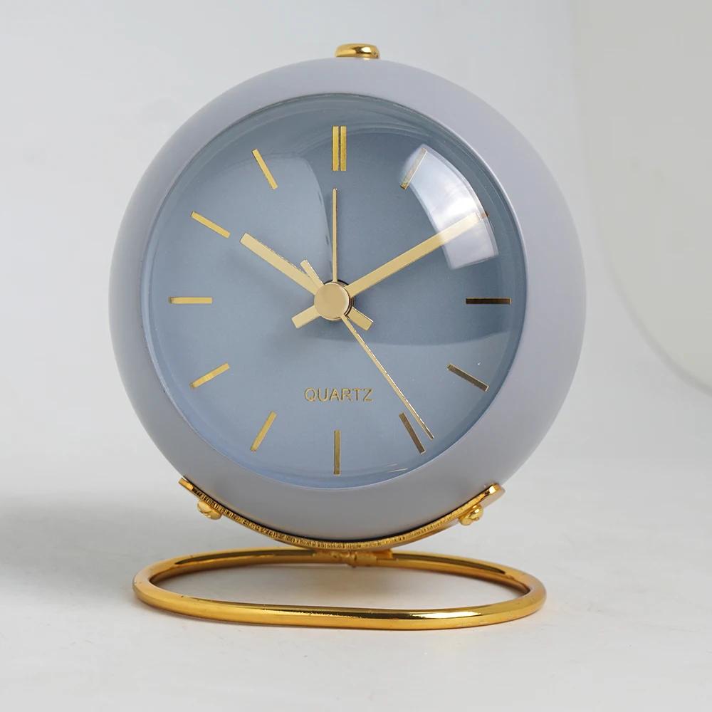Metal Alarm Clock Silent Non Ticking Movement with Glow In the Dark Simple Style for Kids Students Bedroom Living Room Battery Operated Analog Clock