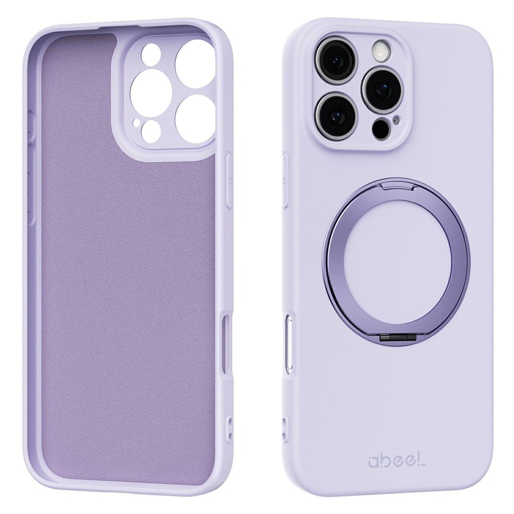 ABEEL For iPhone 16 Pro Magnetic Case Kickstand Skin Touch Liquid Silicone Phone Cover