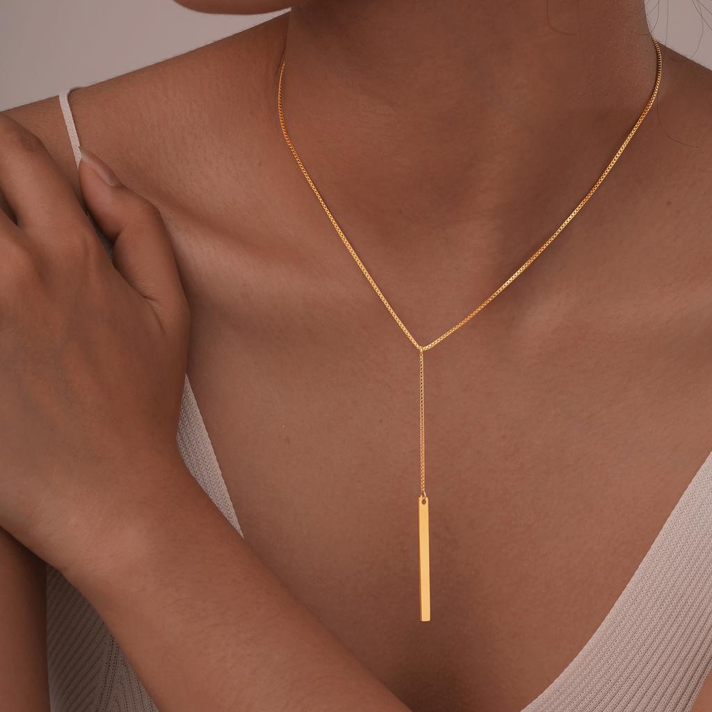 Modeschmuck Y-förmige Quaste Halskette Kasten Kette Damen Accessoires 1572