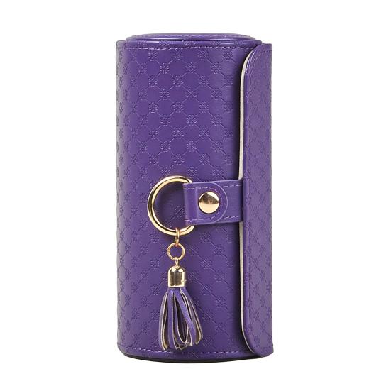 Tiered Travel Jewelry Case Faux Leather Jewelry Storage Roll Box with 3 Compartments Portable Jewelry Organizer for Necklaces Rings Earrings Bracelets