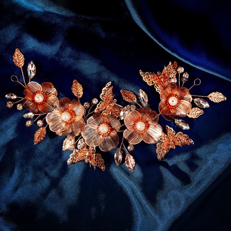 

Vintage Luxury Gold Petals Handmade Hair Bands Dinner Parties Dance Makeup Headwear Shining Expensive Bridal Accessories