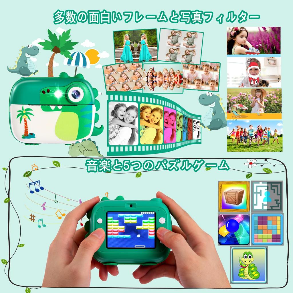 ARNSSIEN Kids Camera Instant Print Digital Camera with HD Toy for Kids Ages Festival Gift for Boys and Includes 7 Rolls of Instant Paper Video, 3-12,