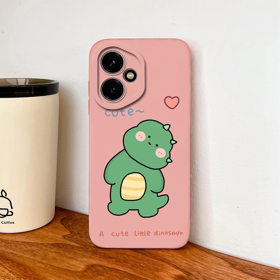 Case For Honor 400 Pro Global Cartoon Dinosaur Back Cover Liquid Silicone Full Protection Durable Shockproof Phone Protectors