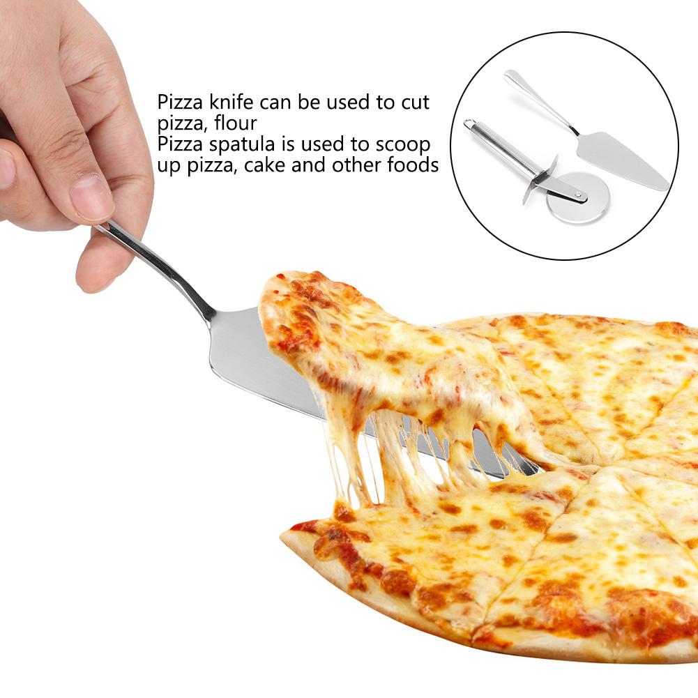 2 buc Set Spatulă Cuțit de Pizza Bucătărie Oțel Inoxidabil Instrumente Utensile pentru Copt Patiserie Tăiere