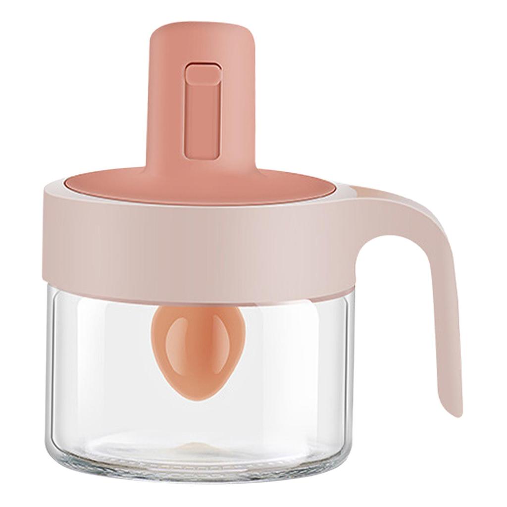 Household Seasoning Jar with Lids Spoon Pepper Organizer Glass Can Kitchen