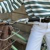 Spring New Loose Striped POLO Collar Long-Sleeve Top With A Stylish Design Suitable For Casual And Commuting