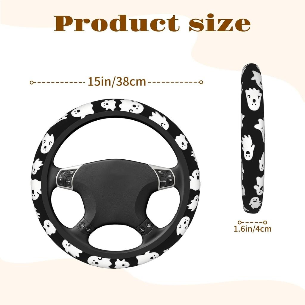 Steering Wheel Cover Accessories Neoprene Cover, Breathable Non-Slip Easy To Tall Suitable For Women Men, 14.5-15.5 Inch For Car SUV Van Truck