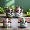 Reusable Silicone Mold with Foxes Relief Design for Resin Casting Cement Crafts and Decorative Succulent Plant Pots