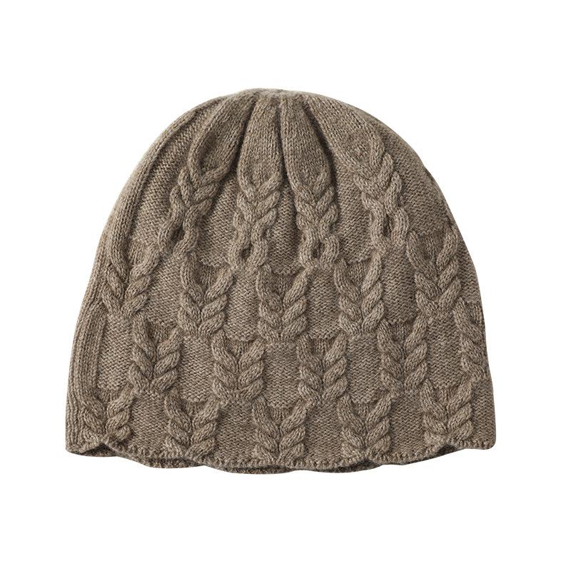 Cashmere Autumn and Winter New High End Solid Color Knitted Outdoor Warm Jacquard Fisherman's Hat Knitted Casual Hat