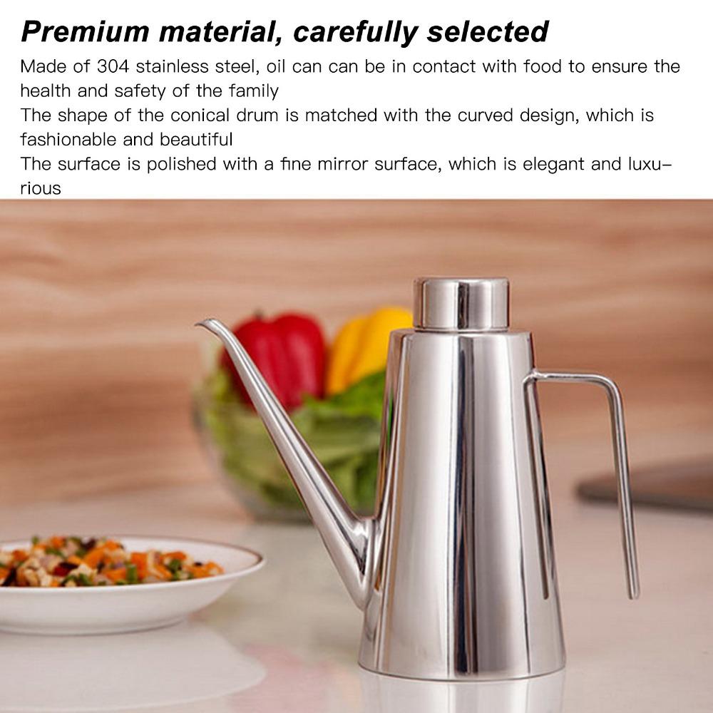 850ML Oil Storage Container 304 Stainless Steel Vinegar Bottle Olive Oil Dispenser  Kitchen Cooking