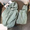 Autumn Winter Thick Jogger Two-piece Set Warm Hooded Sweatshirt Tracksuit High Waist Harem Pants Suits Thick  Ankle Pants Set