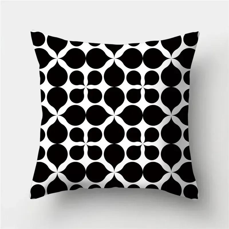 Black Geometric Pattern Cushion Cover Pillowcase Square Pillowcase Home Office Decorative Pillowcase