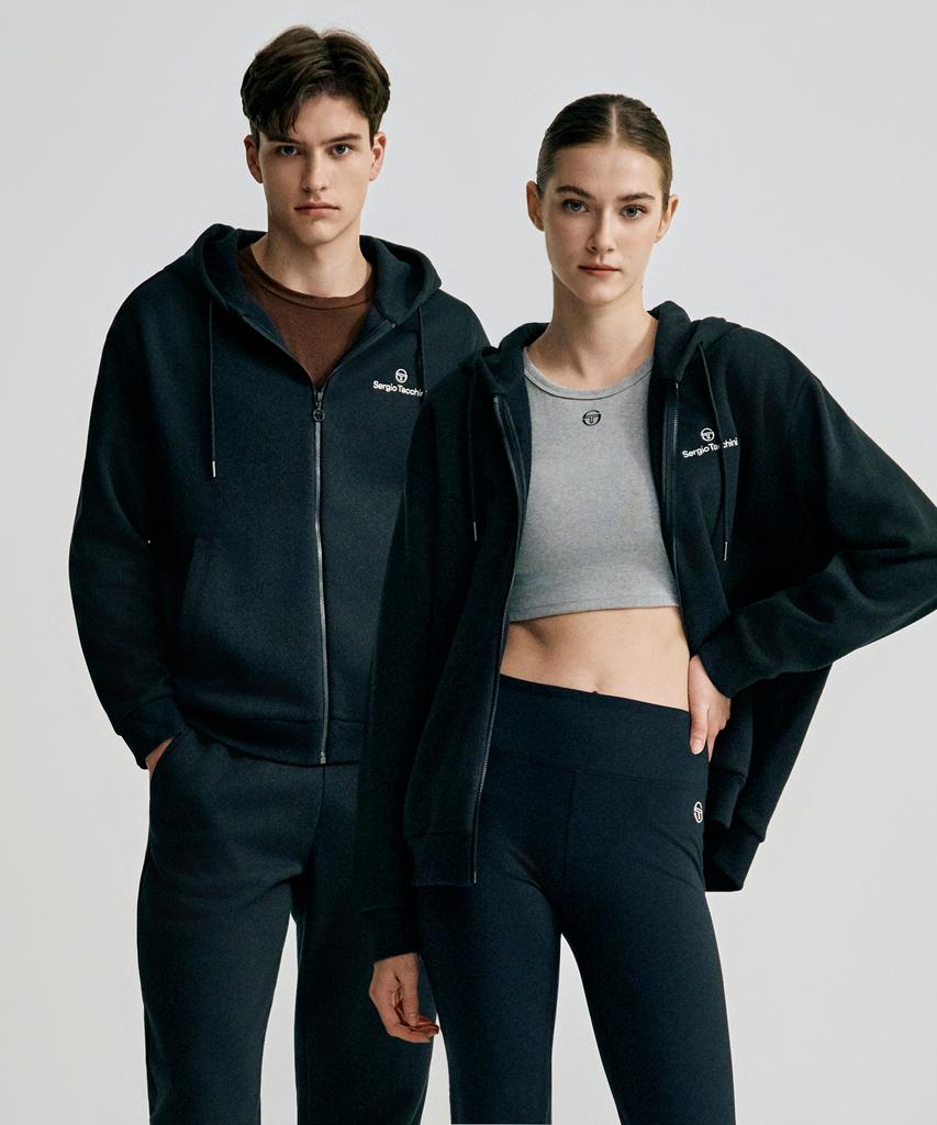 Sergio Tacchini U Daily Fleece-Lined Zip-Up Hoodie (Black)