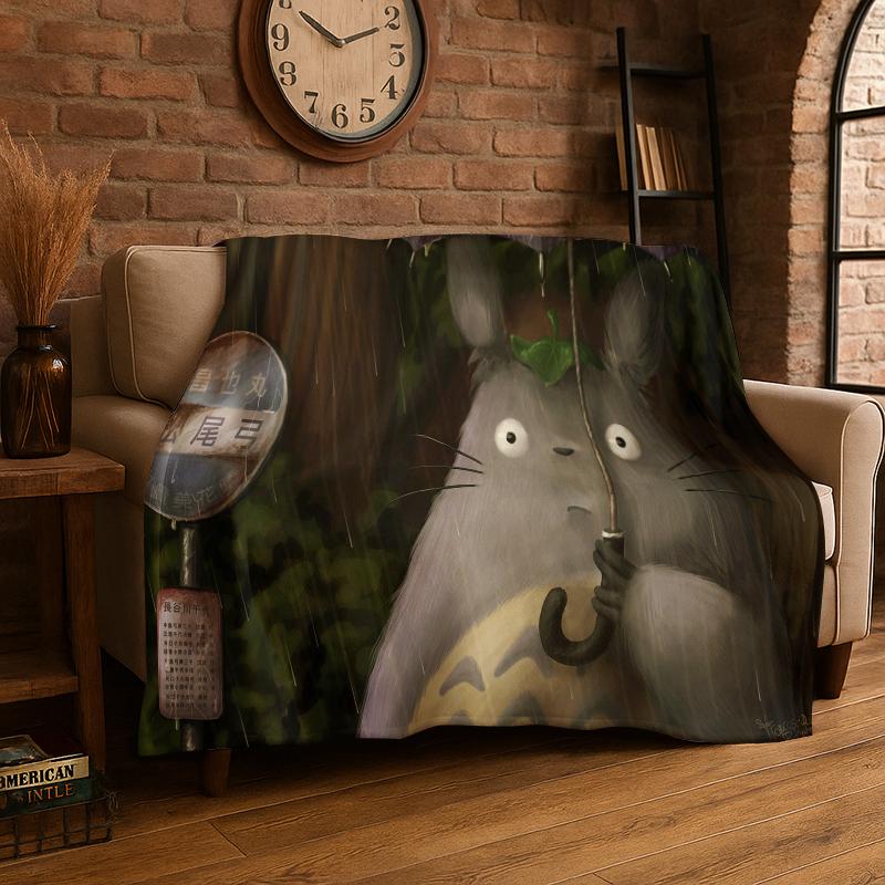 Klassische T-Totoro Cartoon Niedliche Flanelldecke Weiche Warme Überwurfdecke für Schlafzimmer Wohnzimmer Bett Reisen Camping Picknick Kind
