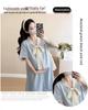 2026 Summer Korean-Style Maternity Dress: Single-Breasted, Lace Patchwork, Bowknot Design, Faux Two-Piece