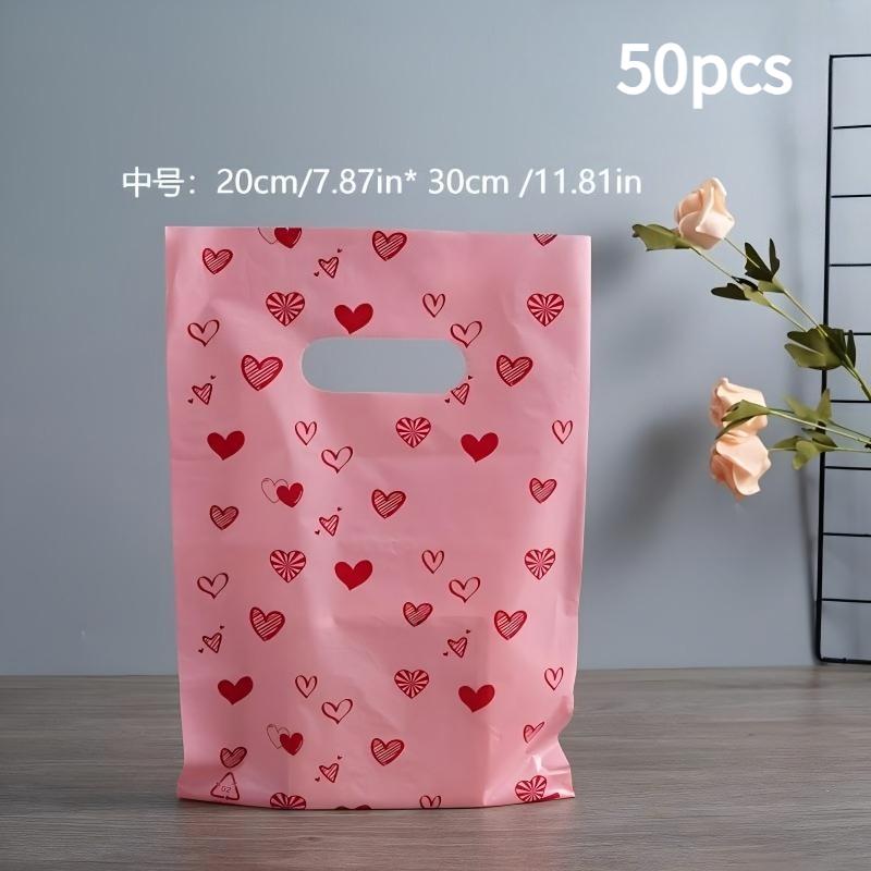 

50/100pcs of Heart-Shaped Pattern Thank-You Gift Bag - Pink Durable And Reusable - Ideal Choice for Clothing, Bookstores,Parties as shown