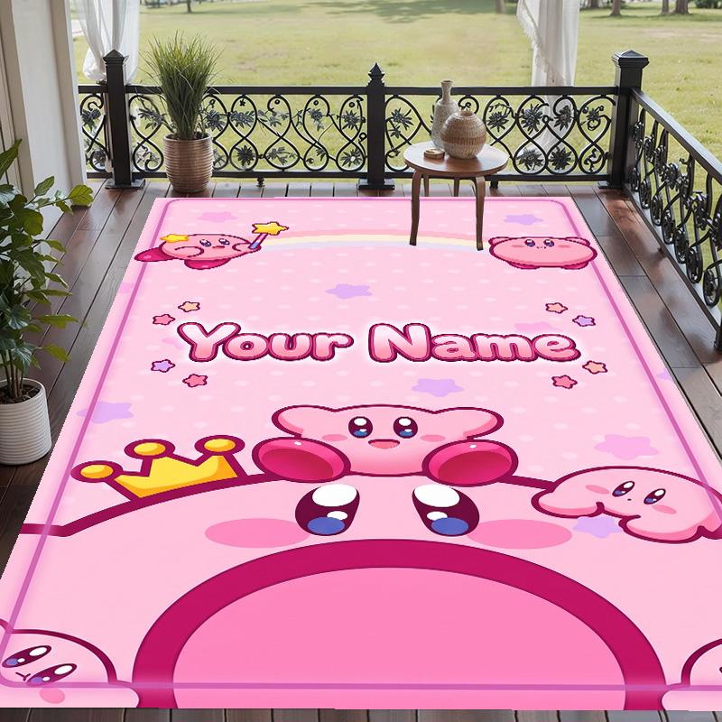 Custom Text Kirby Pattern Floor Rug Soft Indoor Carpet Mat Living Room Bedroom