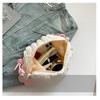 Women's Bubble Texture Round Cylinder Bag, Korean Style Floral Shoulder Handbag, Soft Lunch Tote with Zipper Closure