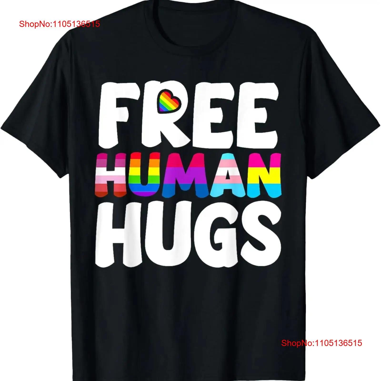 

Free Human Hugs Lgbt Pride Month T Shirt vintage Washed Soft Unisex Stretched graphic Comfortable homme Casual 5XL різнокольоровий