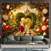 Sfondo 2D Fantasioso Paese delle Meraviglie Coniglio con Castello, Carte & Rose Rosse per Studio & Decorazioni per la Casa