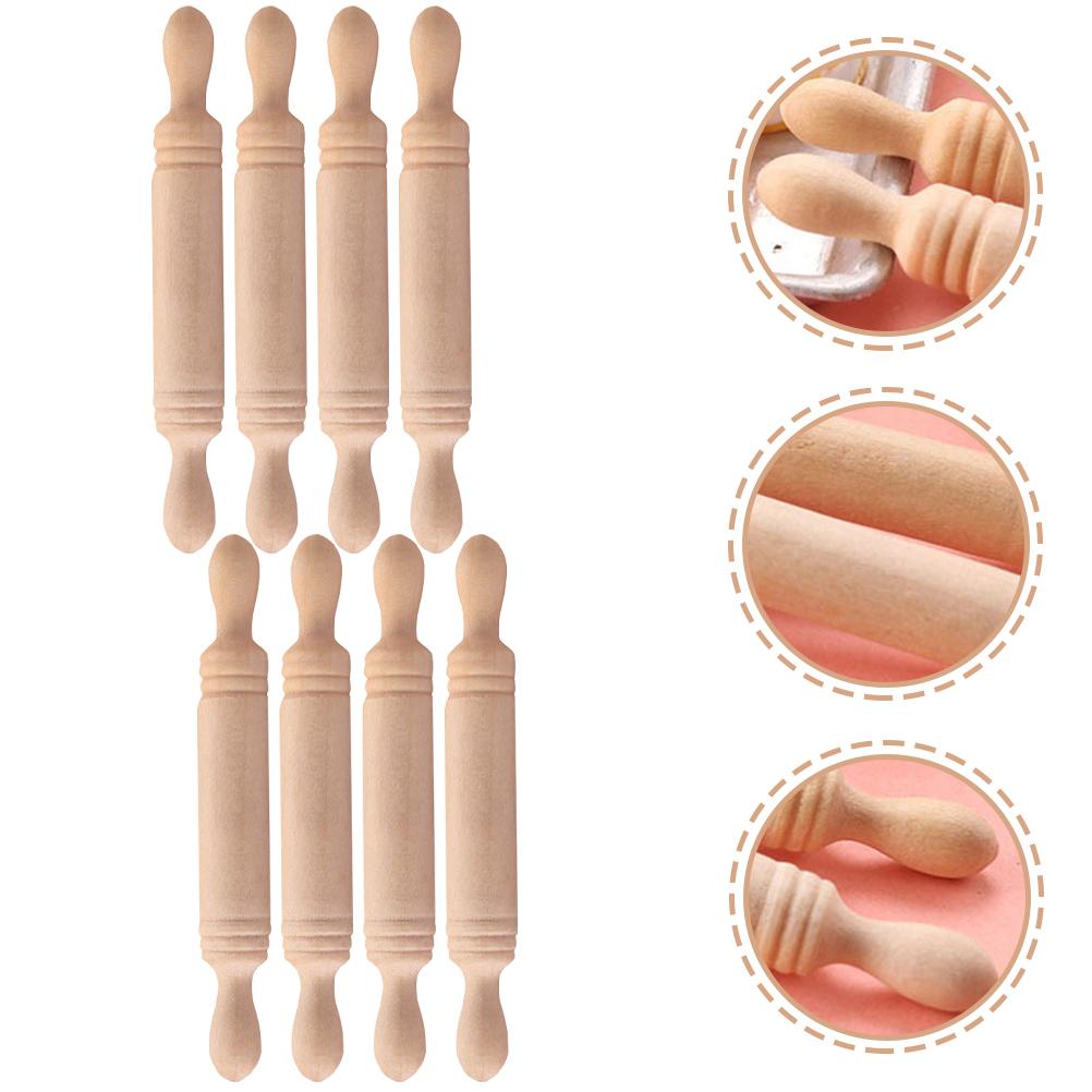 12 Pcs Rolling Pin Mini Stick Toy Photo Prop Model Wooden Micro Landscaping Roller Small Child