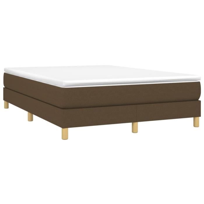 3120617 vidaXL Sommier à ressorts de lit Marron foncé 140x200 cm Tissu