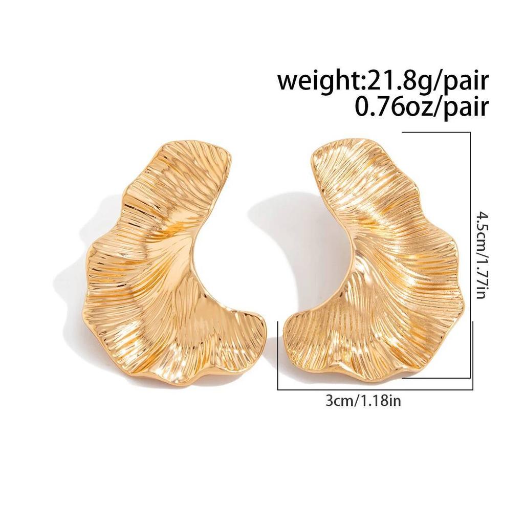 IngeSight.Z Moda Exquisito Metal Arruga Irregular Pendientes de Tachuela Mujeres Punk Geométrico Color Dorado Joyería de Oreja Accesorios Regalo
