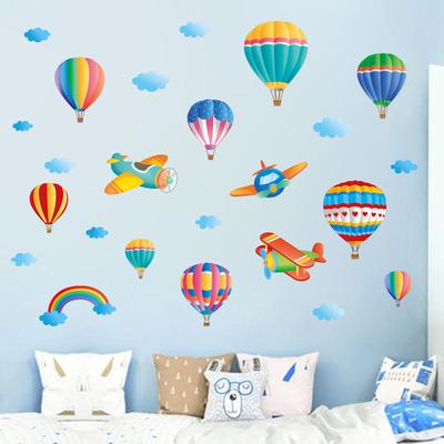 Cartoon Aufkleber Selbst-adhesive Baby Room Decor Heißluftballon Flugzeug Wand Aufkleber Kindergarten Kindergarten Dekorative Aufkleber