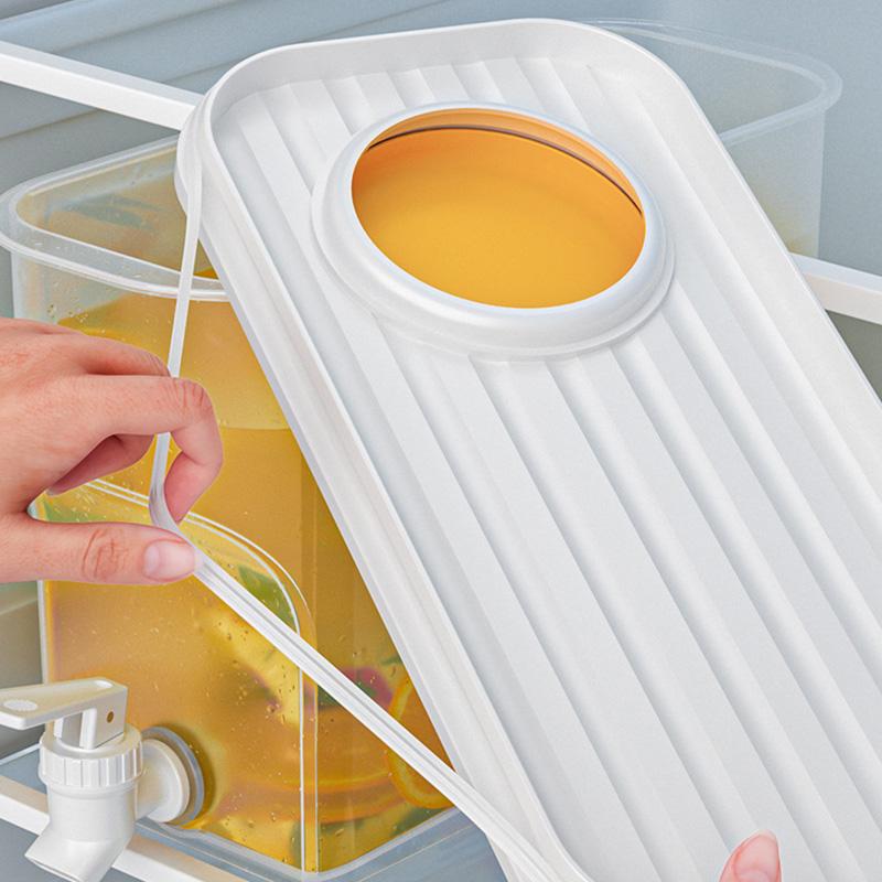 Large Capacity Water Jug With Tap For Refrigerator Cold Hot Beverage Storage Plastic Pitcher For Juice Iced Tea Kitchen Home Use Ice Box Set