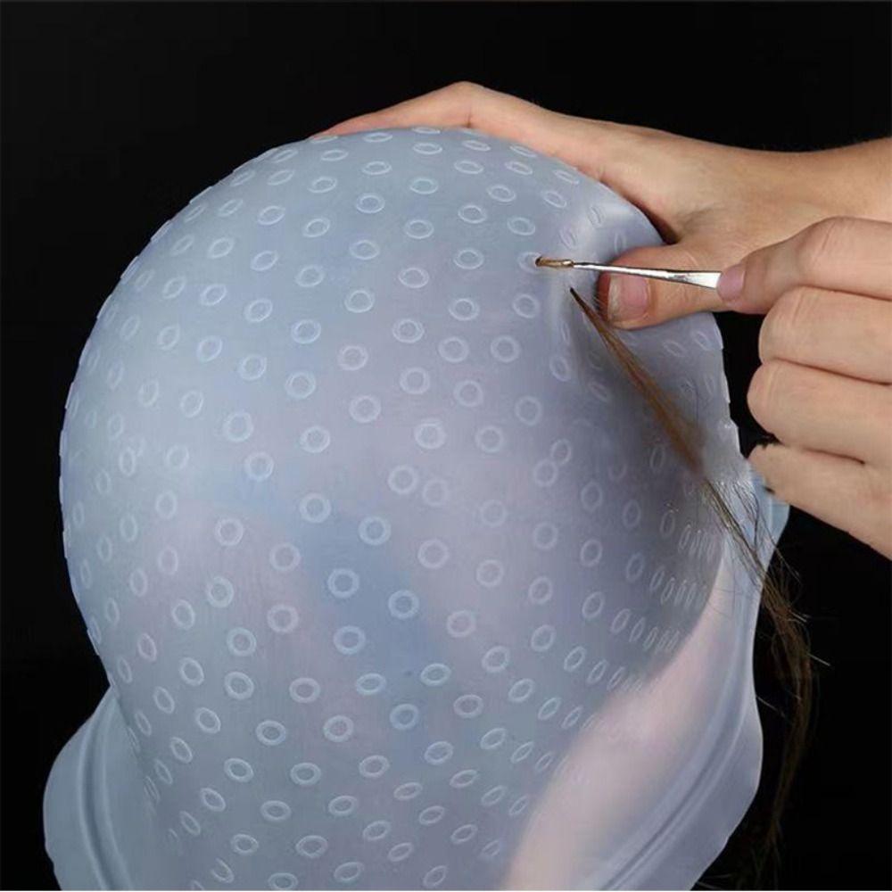 Silicone Highlighting Hat Solid Color Hair Dye Tool Silicone Hair Coloring Cap Home Hair Coloring