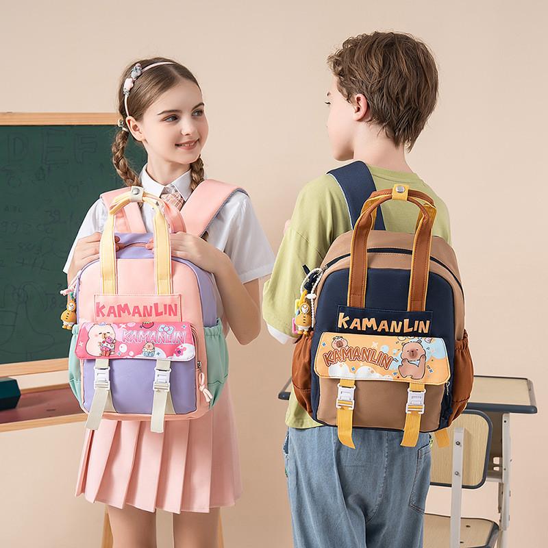 Cartoon Kids Backpack For Preschoolers With Capybara Rabbit Snowman Cartoon Print For School Use