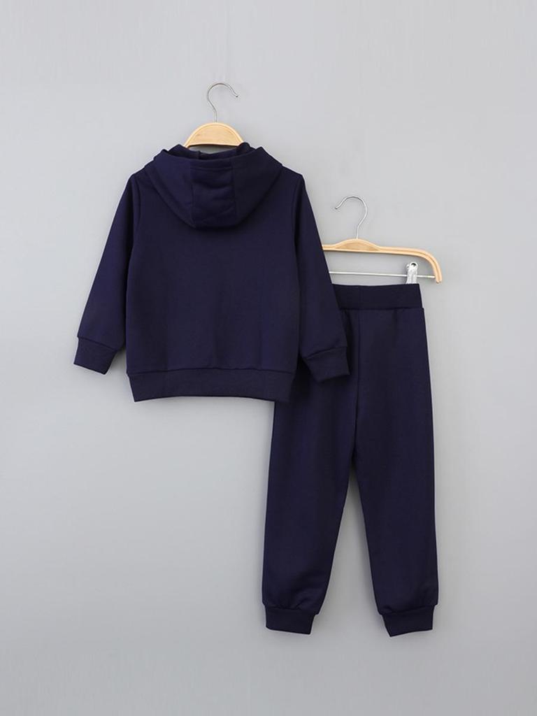 Kinder Einfarbig Langarm Kapuzenpullover und Hose Set - Herbst/Winter Freizeitkleidung