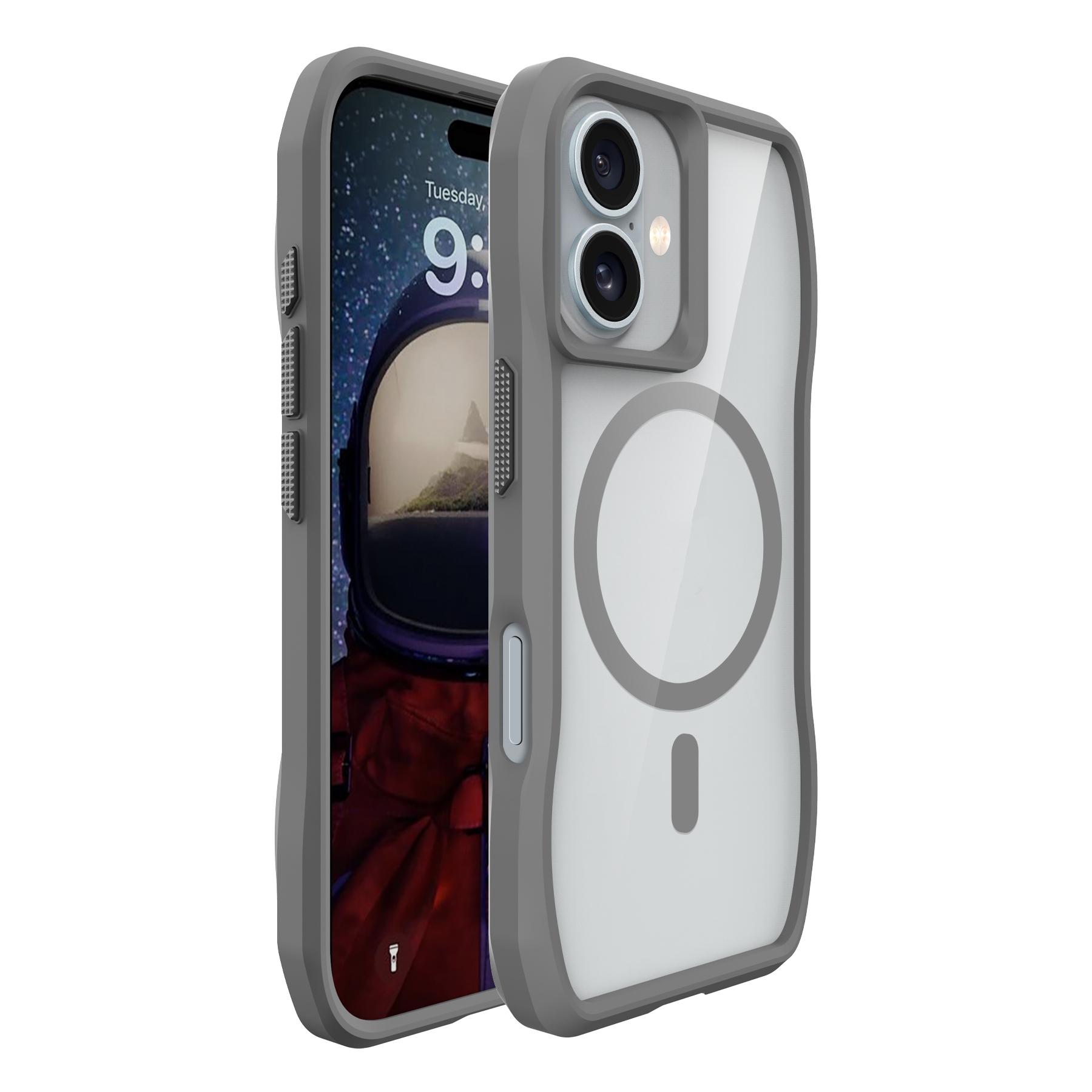 

For iPhone 17 Case Compatible with MagSafe Solid Border TPU+PC Phone Cover Grey