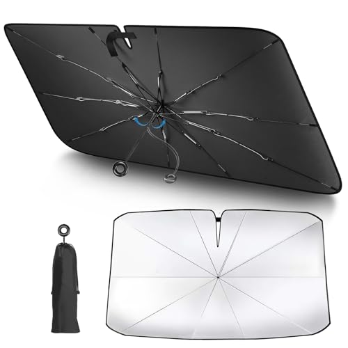 

Солнцезащитный козырек ORTCI для автомобиля, передний, затемняющий, [Улучшенная модель 2025 года, без центральной стойки], зонтичного типа, с 10 усиленными ребрами, защита от УФ-лучей, складной