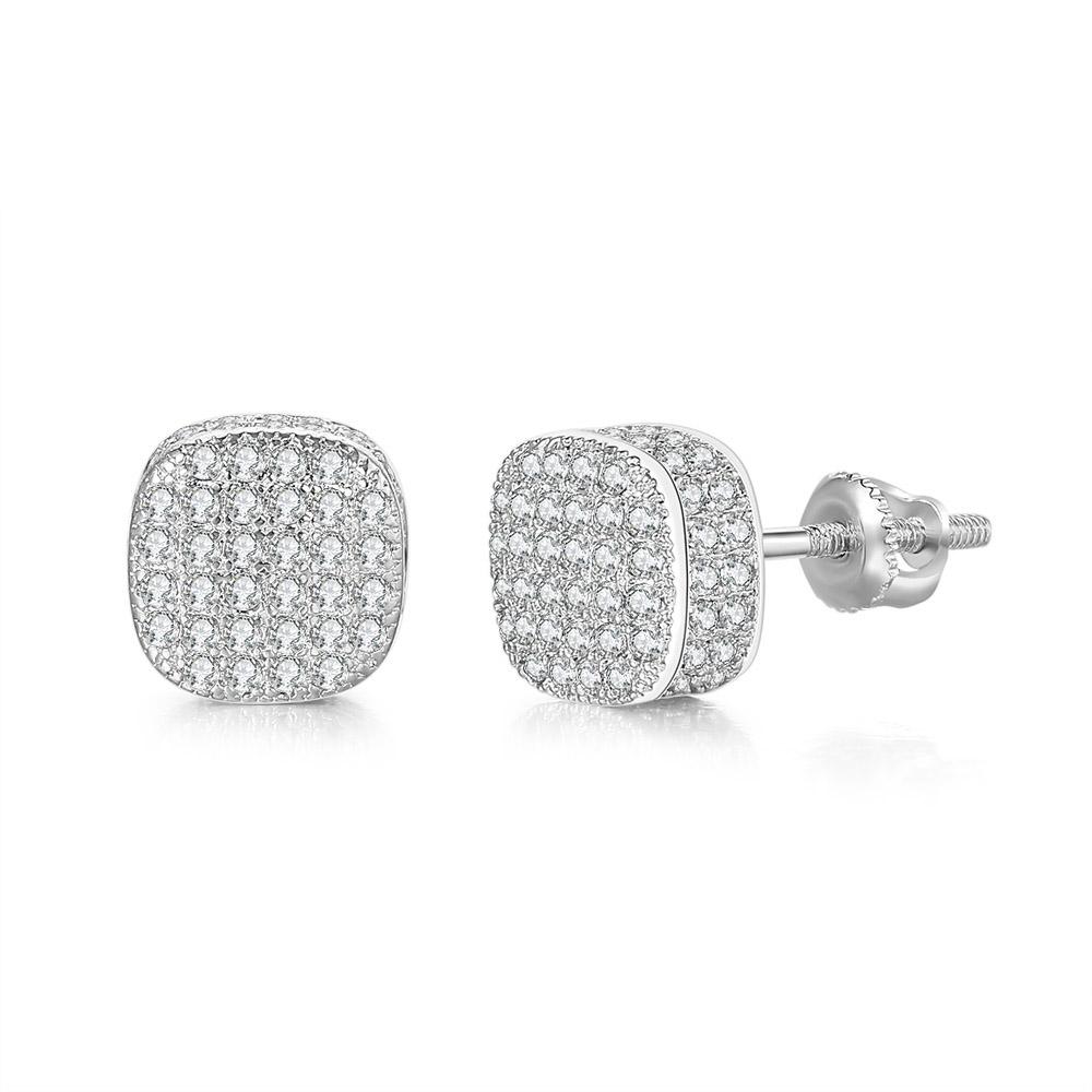 Hiphop Rock Stud Earrings For Women Classic Gold Color Jewelry Crystal Iced Out CZ Piercing Cartilage Ear Accessories Wholesale