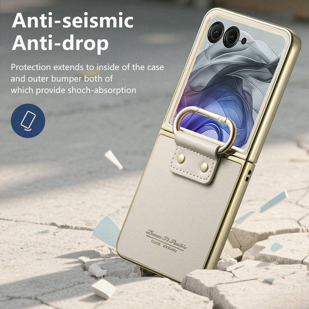 Luxury Case for Motorola Moto Razr 60 Ultra 5G 2025 Armor Leather Back Panel Ring Cover Moto Razr 50 Ultra Case Razr Plus Funda