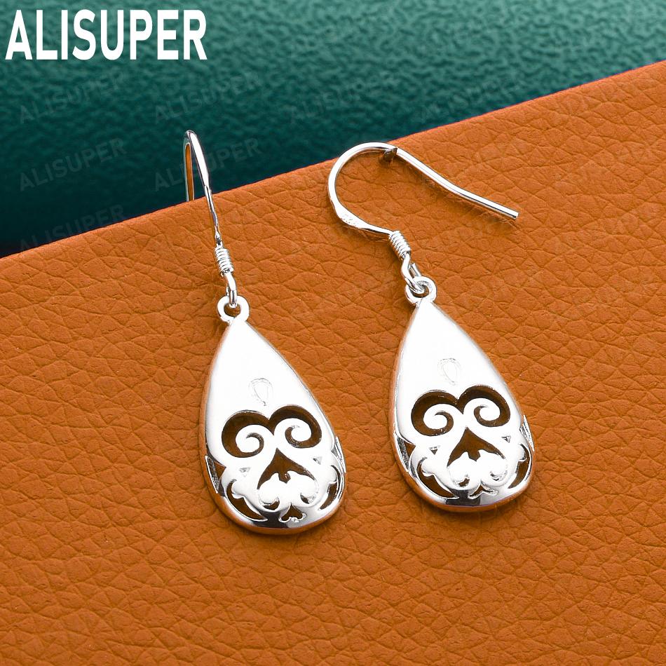 925 Sterling Silver Classic Openwork Teardrop Earrings - Stylish Evening Jewelry