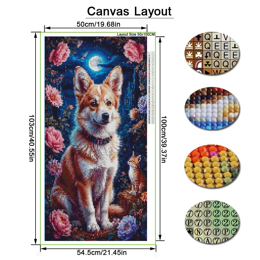 Moon Dog Cat Flower Large Size Diamond Painting Animals Diy Full Square Round Drill Rhinestone Embroidery Mosaic Cross Stitch Kits