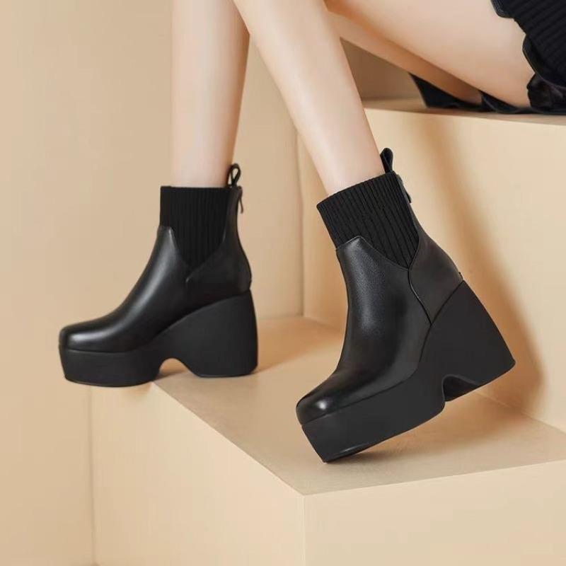 Fashion Small and Platform Women's Stretch Skinny Boots 2025 New Autumn and Winter Wool Super High Heel Booties