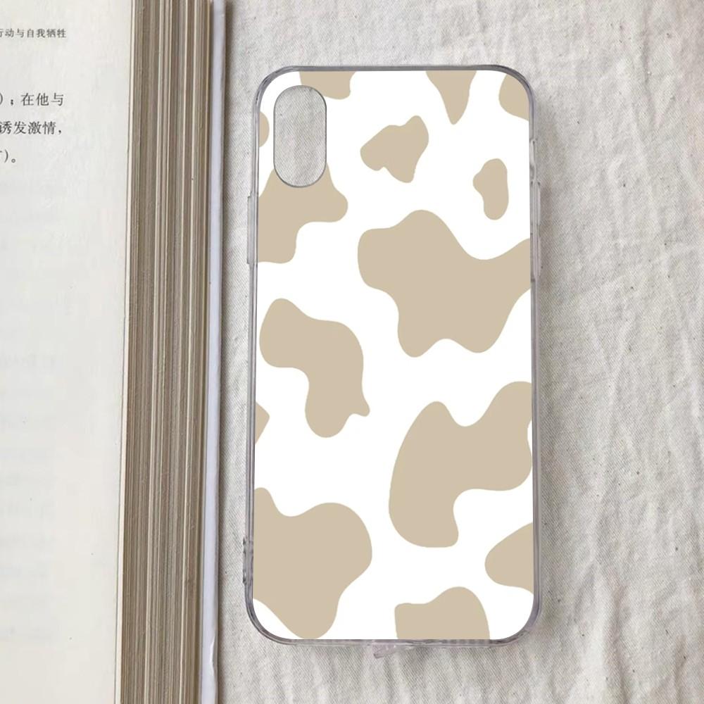 Cow Pattern Phone Case For iPhone 15 13 14 Pro Max XS XR 12 11 Pro 13 Mini 6 7 8 Plus Clear Back Cover Capa