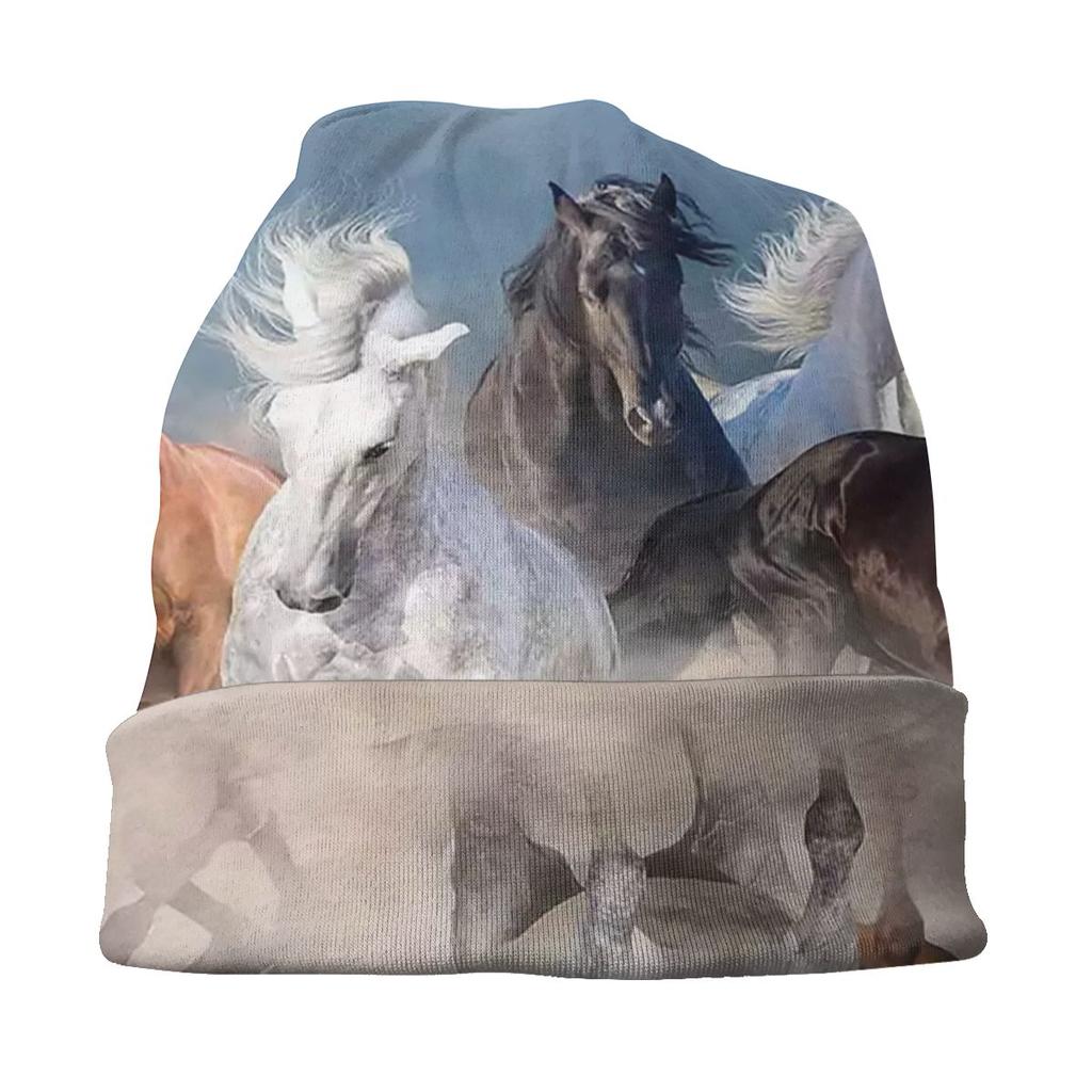 Wptunnel Horse Bonnet Hat Hip Hop Street Skullies Beanies Hats Galloping Horse Unisex Women Knitted Hat Spring Thermal Elastic Caps