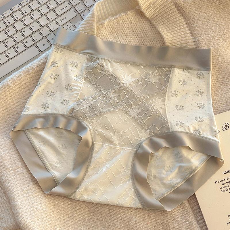 Ladies Spring and Autumn Lace Mini Pressure Abdominal 10A Antibacterial Antibacterial Crotch High Waist Triangle Briefs