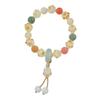 White Jade Bodhi Hand String Charcoal-Burned Little Cat Paw Single Circle Handheld Buddhist Beads Bracelet for Men and Women