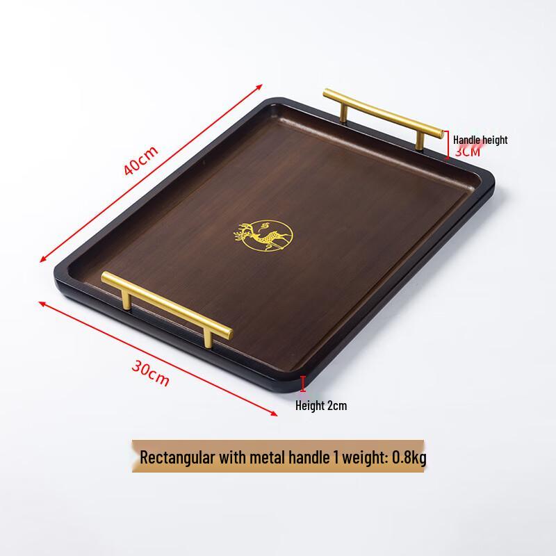 XuanRun Vintage Nan Bamboo Tea Tray with Gold Print