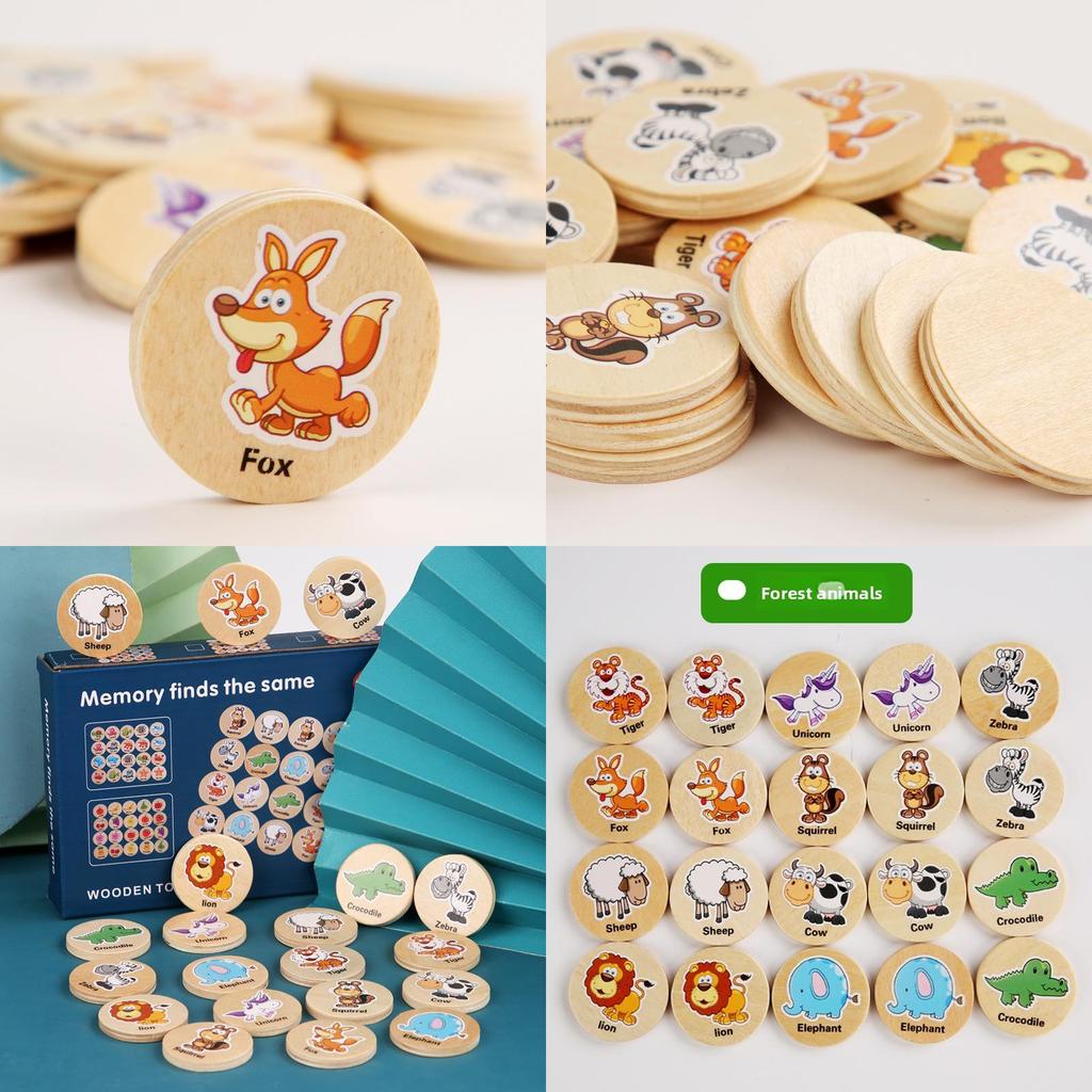 Wooden Educational Matching Puzzle For Children With Forest Animal Fruit Theme For Early Learning