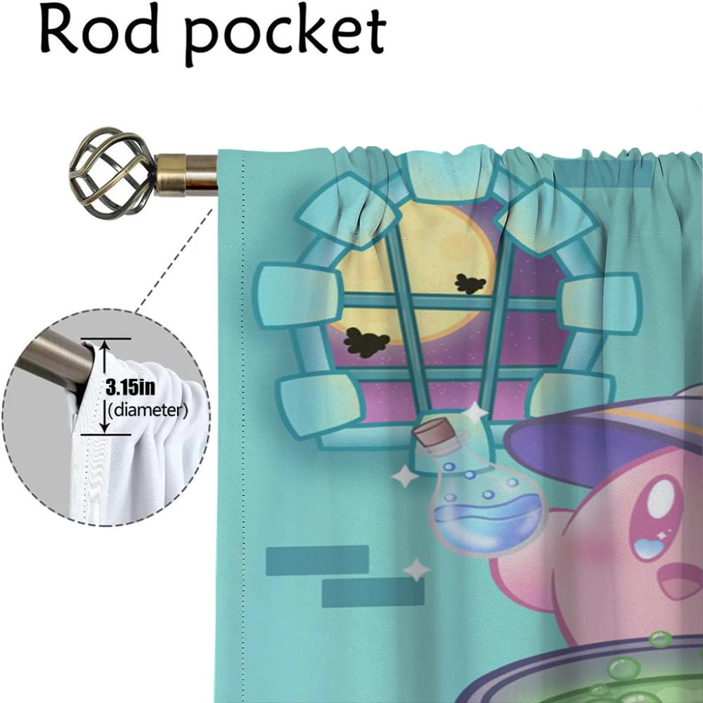 Kawaii Cartoon K-KirbyS Window Curtain for Room 2 Panel Partition Curtains for Bedroom Halloween Decoration Living Kitchen Child